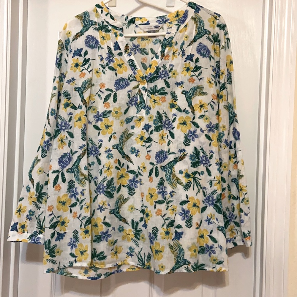 Tropical pattern long sleeve lightweight shirt 💚